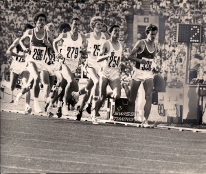 OS 1980 1500 m Straub, Coe, Cram, Ovett, Busse (v.r.